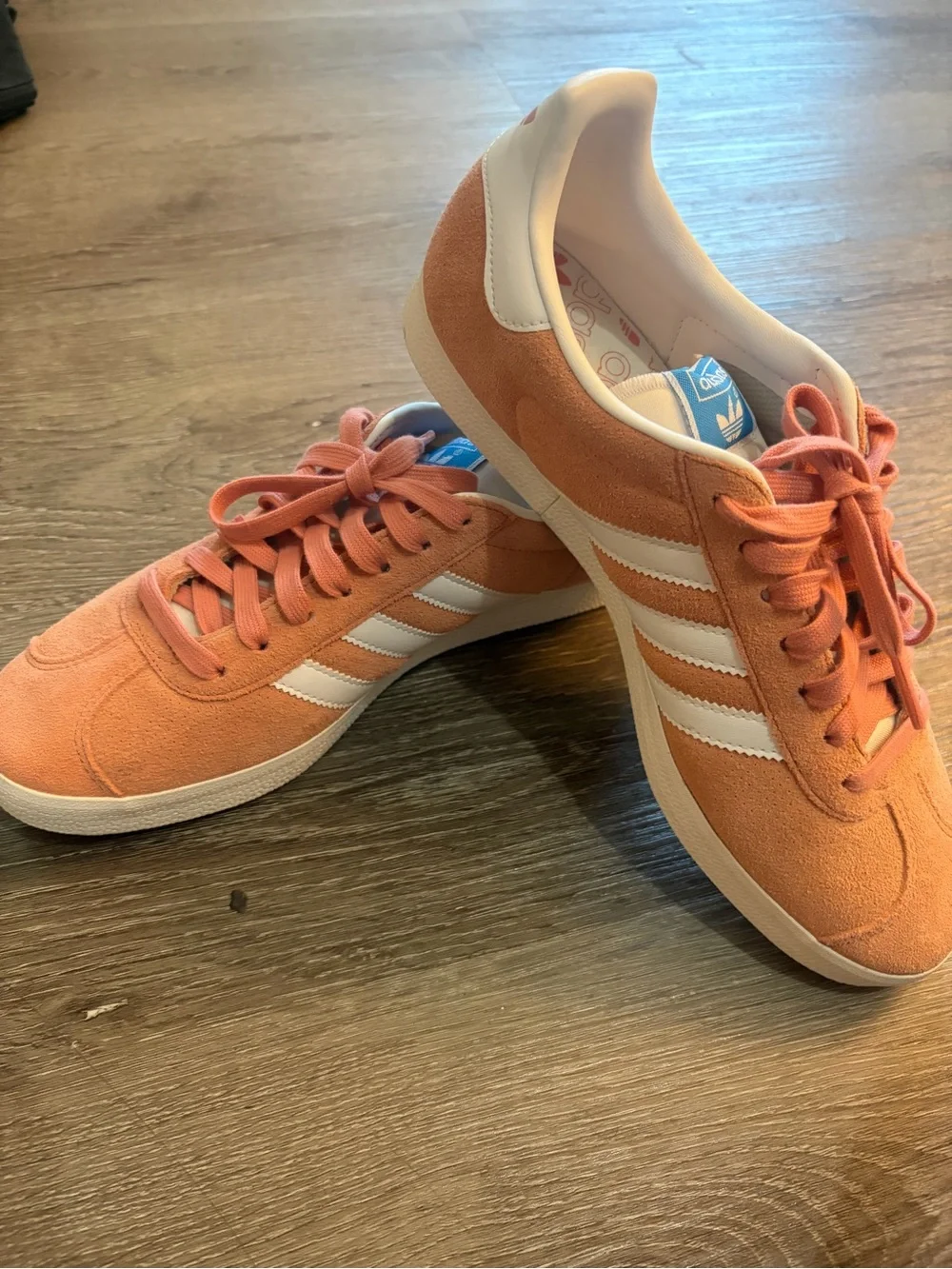 adidas Peach Suede Women's Sneakers with White Stripes